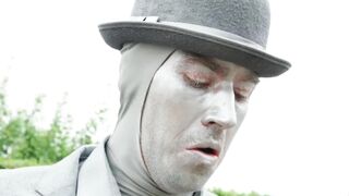 Living statue fucks cock hungry slut with his huge cock