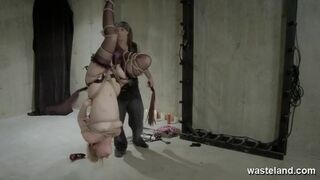 Hot Blonde Hogtied And Suspended Upside Down While Dominated With Whips